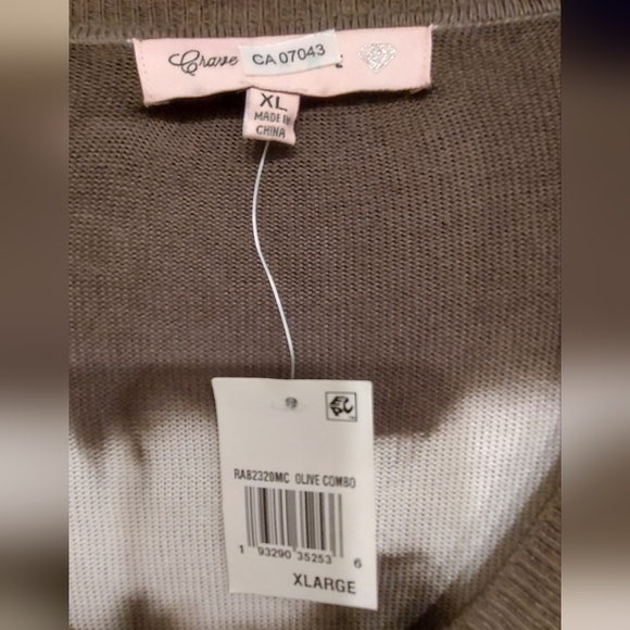 NWT Olive Combo V-Neck Lightweight Sweater - Picture 4 of 7